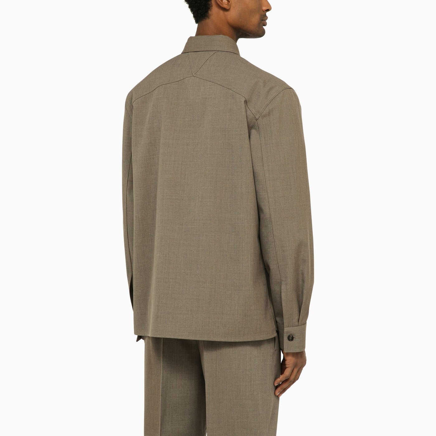 Chemise en sergé de laine gris