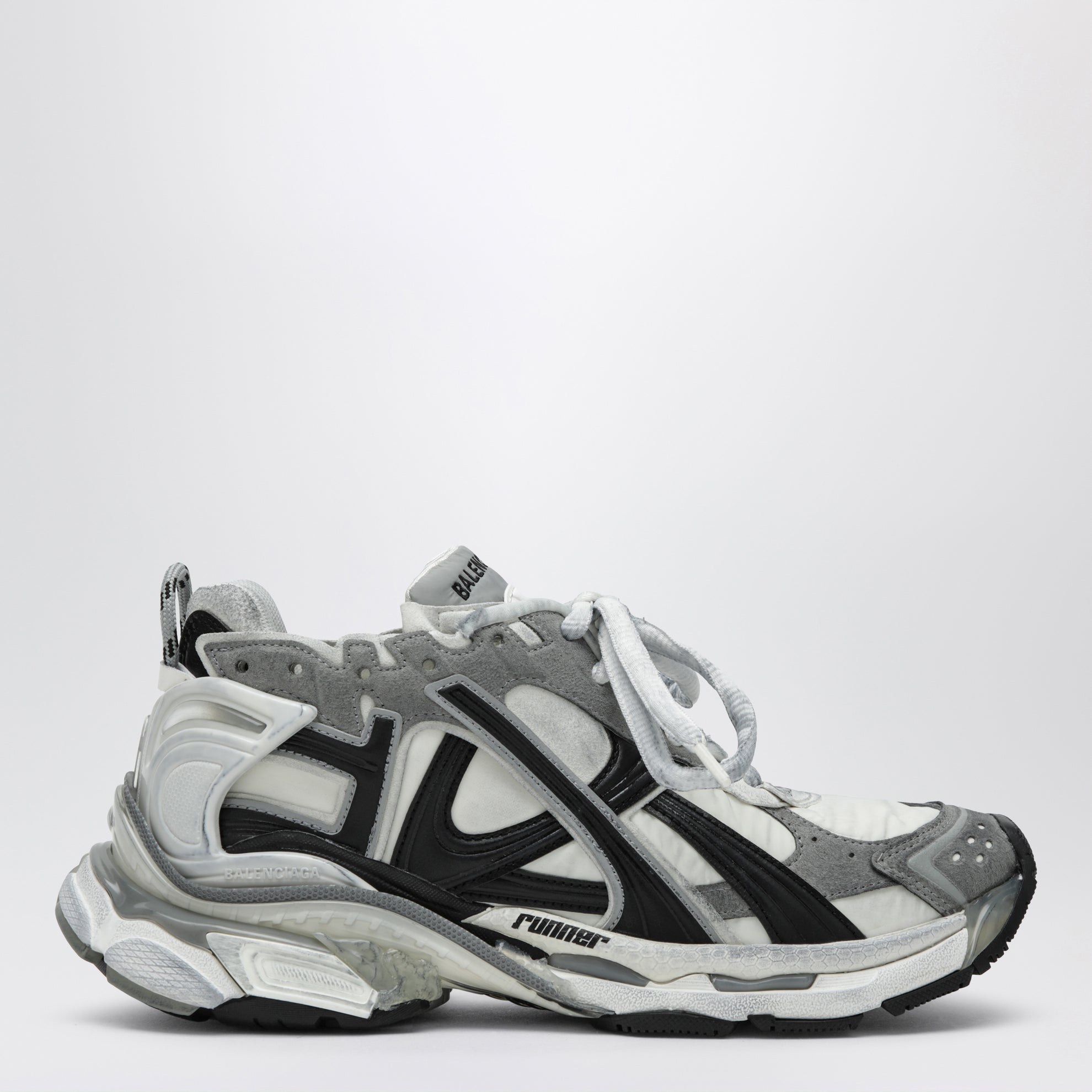 Sneaker Runner in nylon grigio/bianco/nero