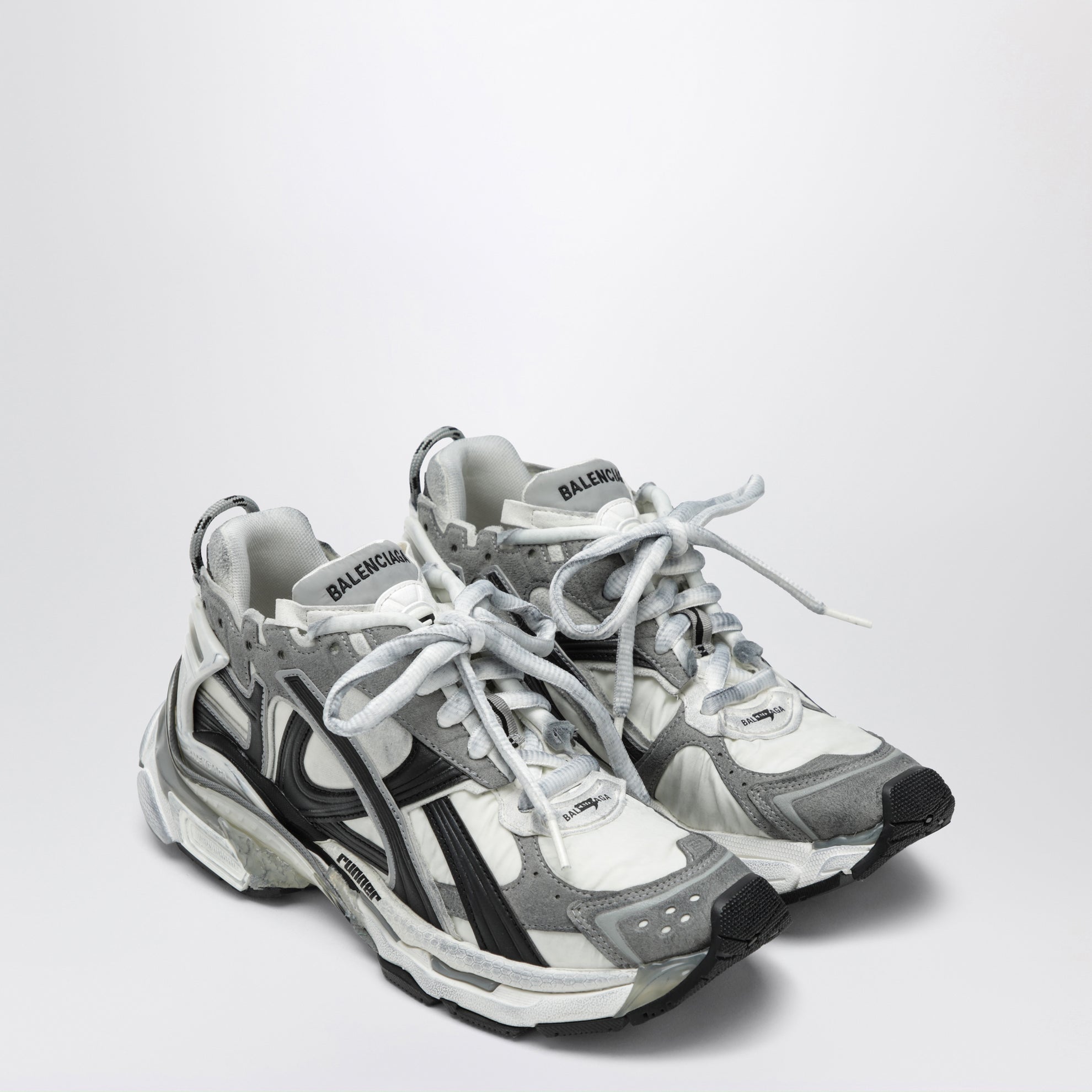Sneaker Runner in nylon grigio/bianco/nero
