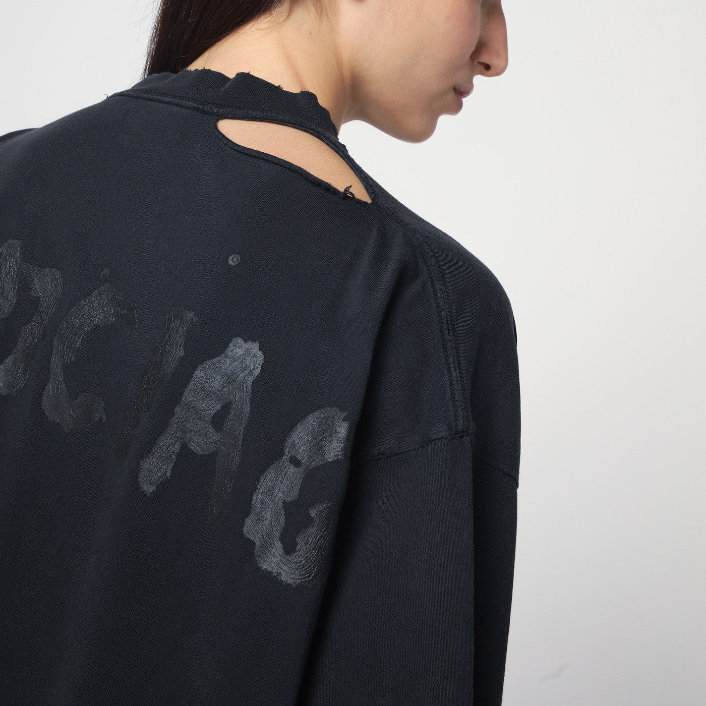 Black Painted T-Shirt Dress in vintage jersey