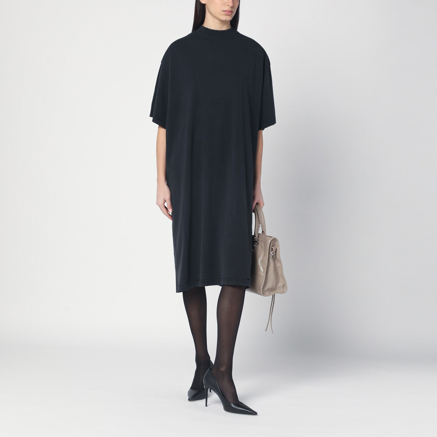 Black Painted T-Shirt Dress in vintage jersey