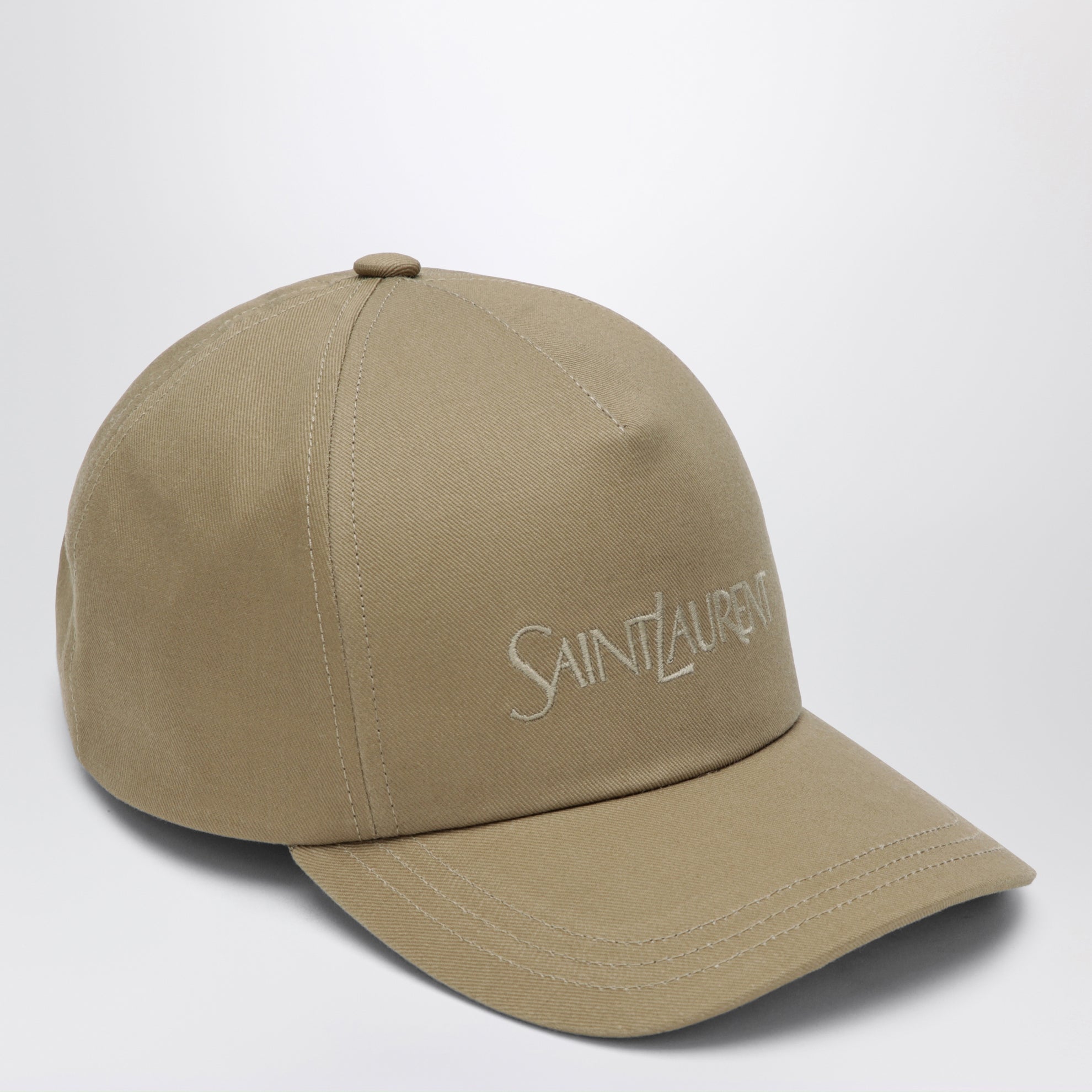 Beige baseball cap with embroidered logo