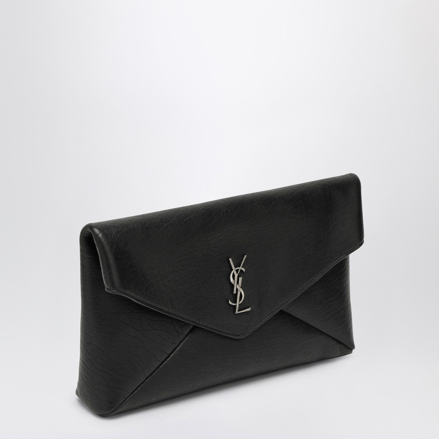 Cassandre large black Envelope clutch bag with logo