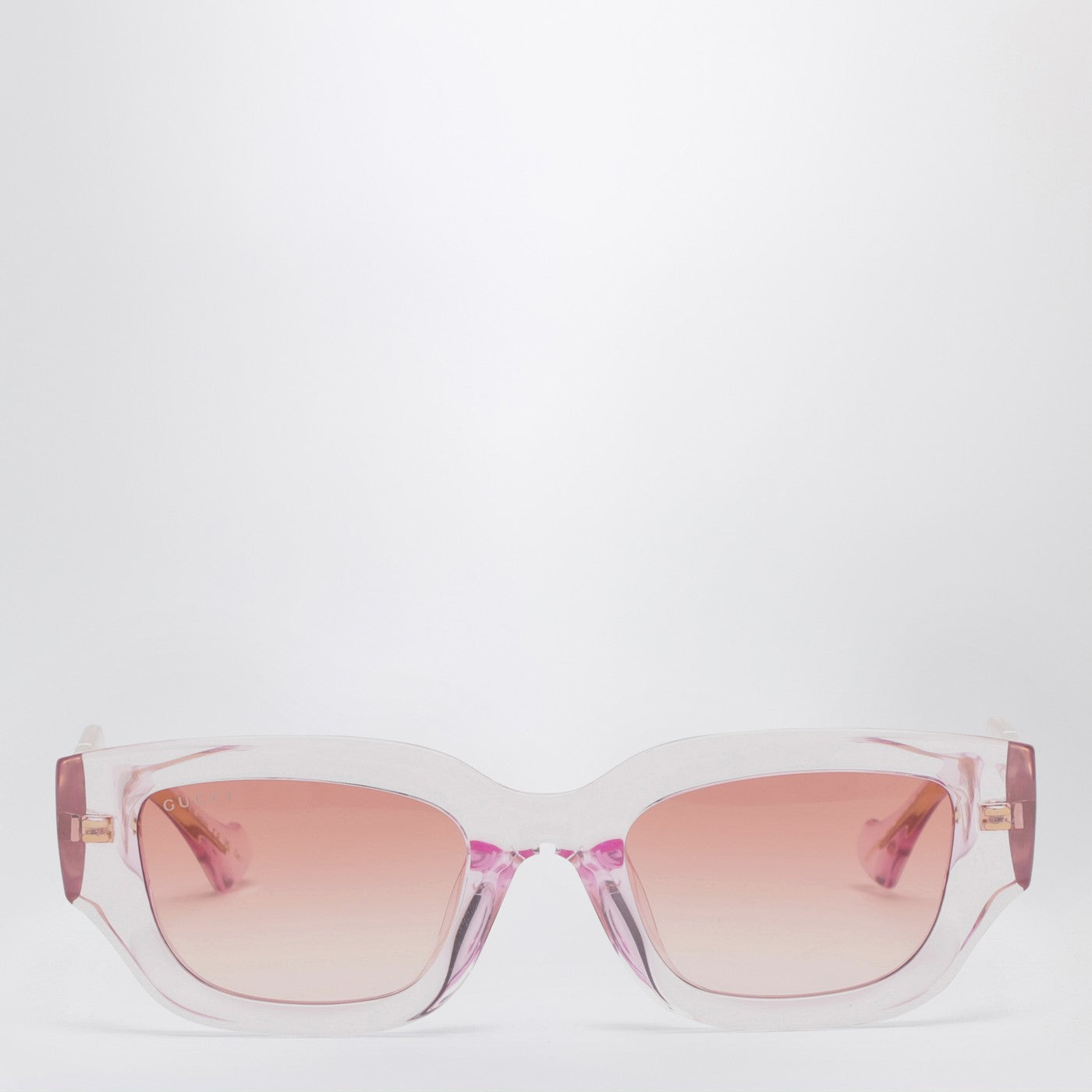 GUCCI Rectangular pink/transparent sunglasses | TheDoubleF