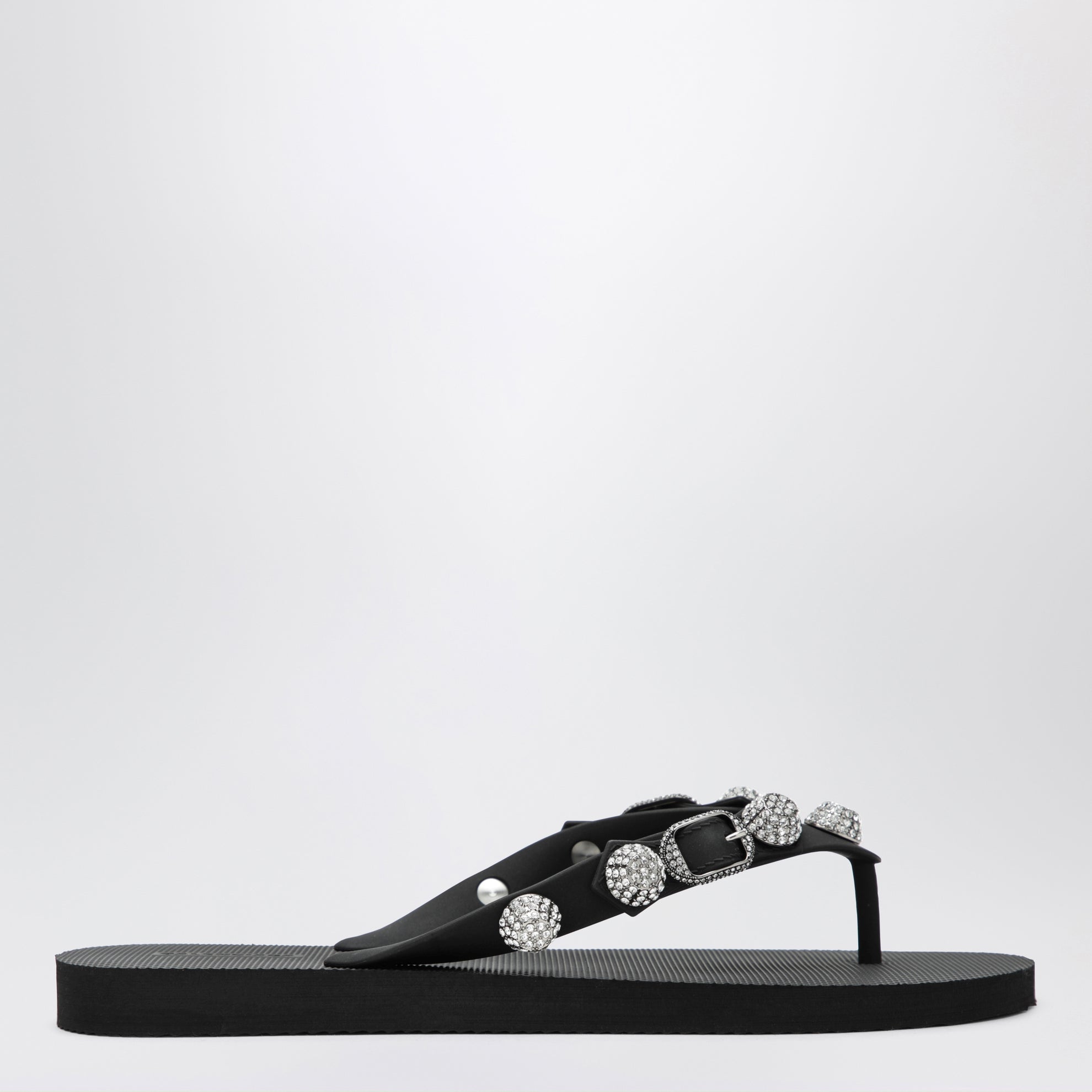 Cagole crystal-studded rubber thong sandals, black
