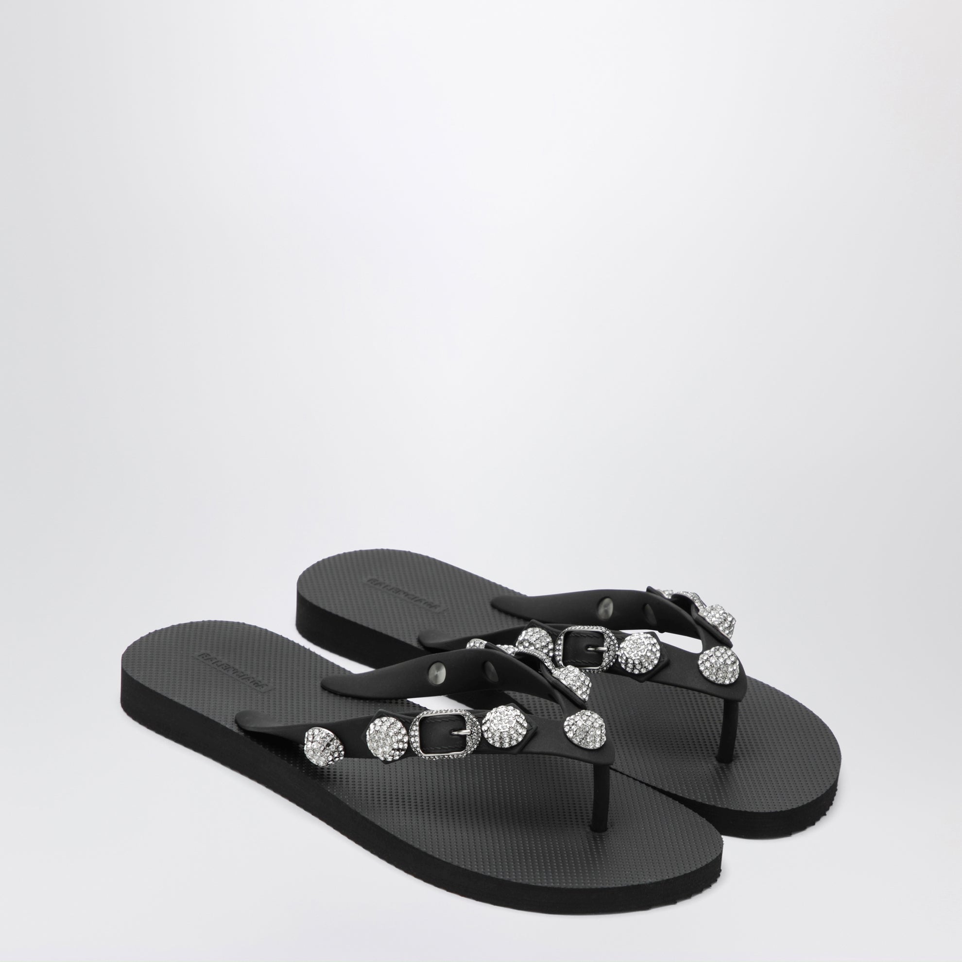 Cagole crystal-studded rubber thong sandals, black
