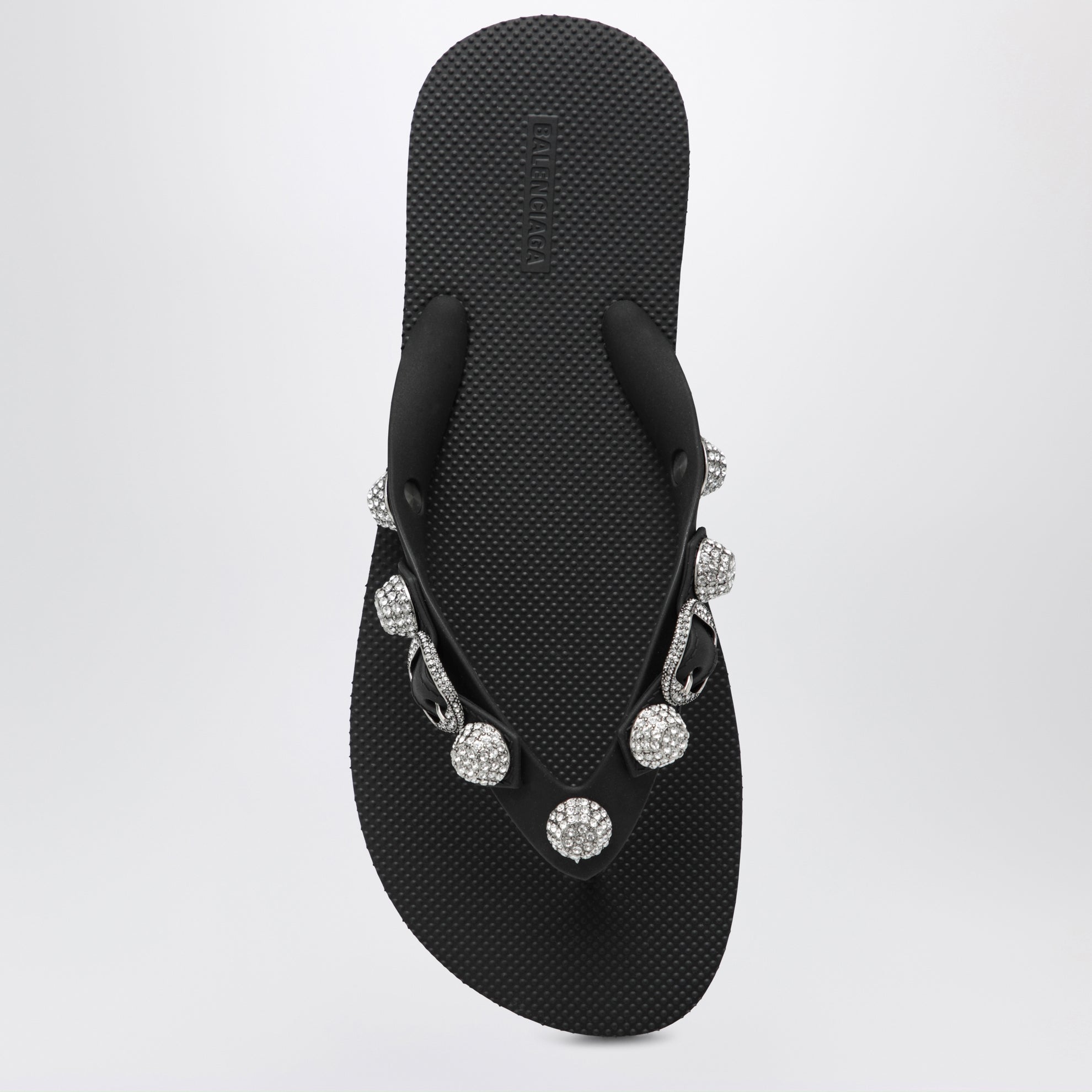 Cagole crystal-studded rubber thong sandals, black