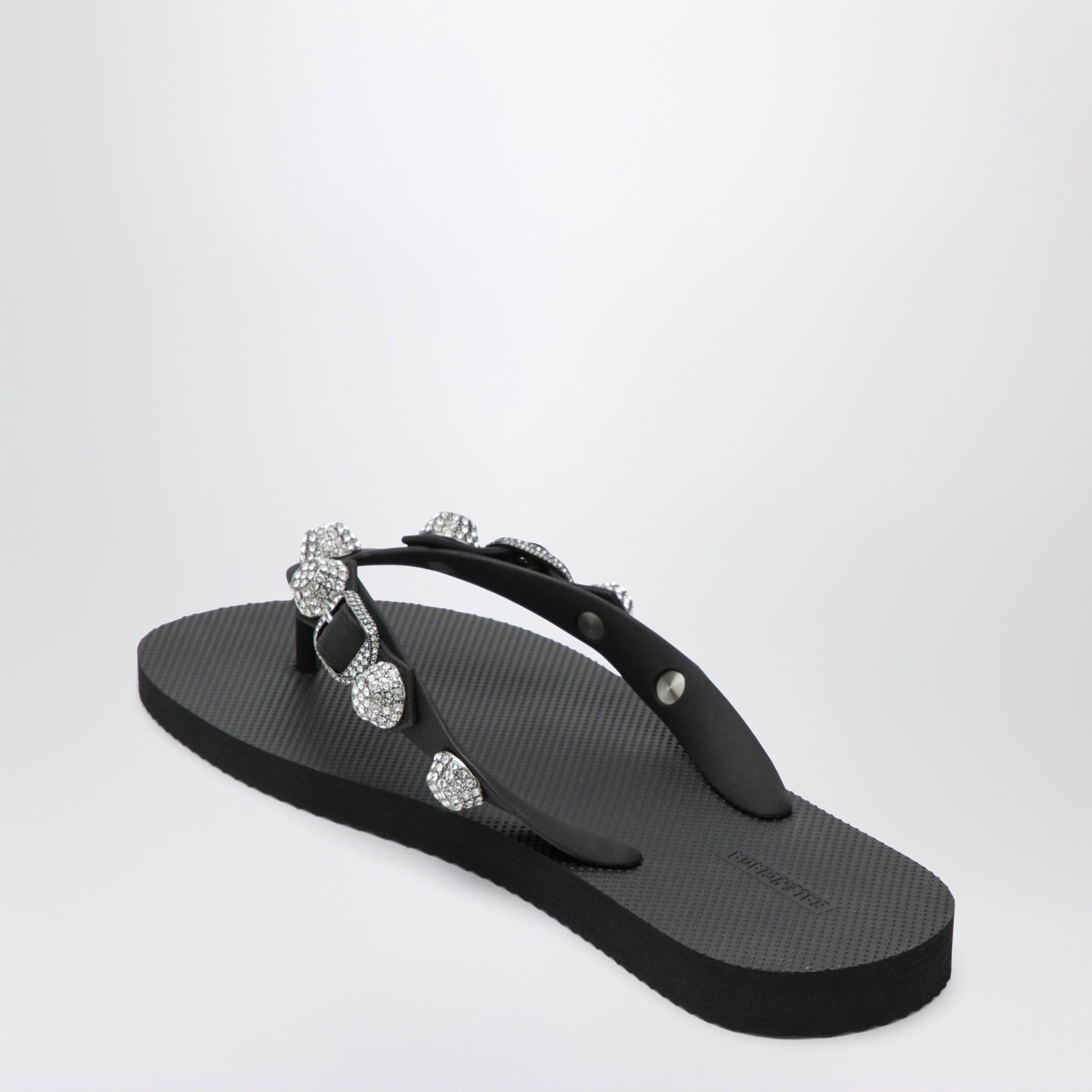 Cagole crystal-studded rubber thong sandals, black