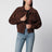 Giacca in pelle crosta vintage marrone ebano