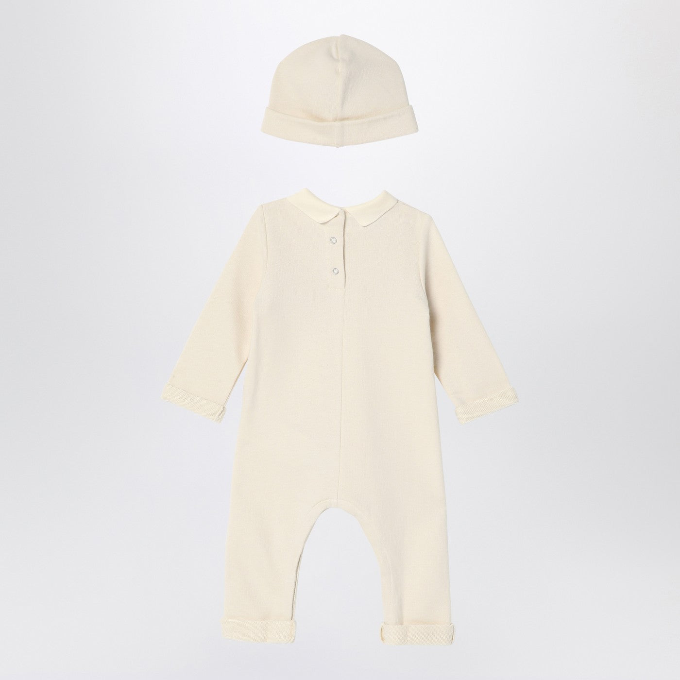 Set aus zwei Teilen aus weißem angerautem Baumwolljersey