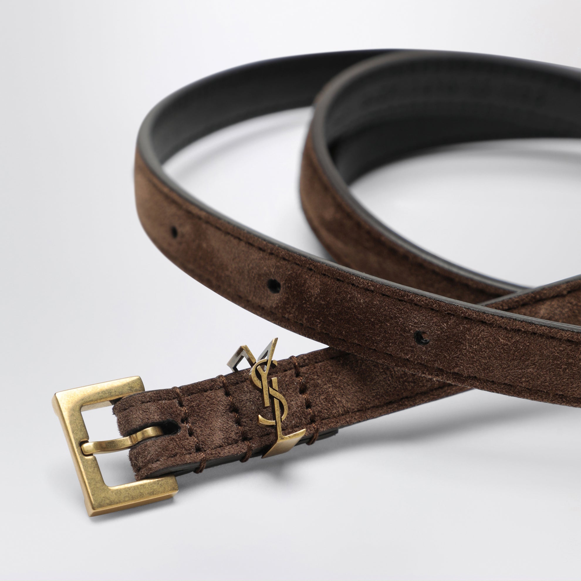 Cassandre extra-thin suede belt in brown