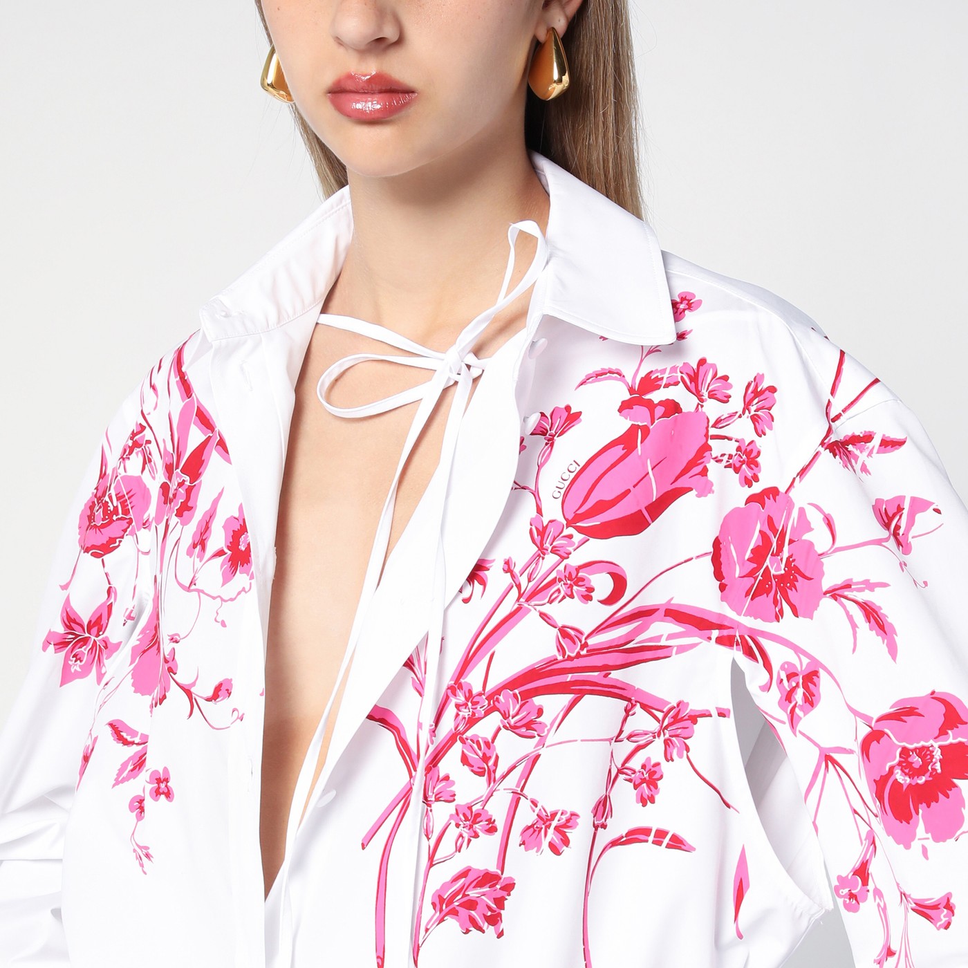 Camicia bianca con stampa fucsia