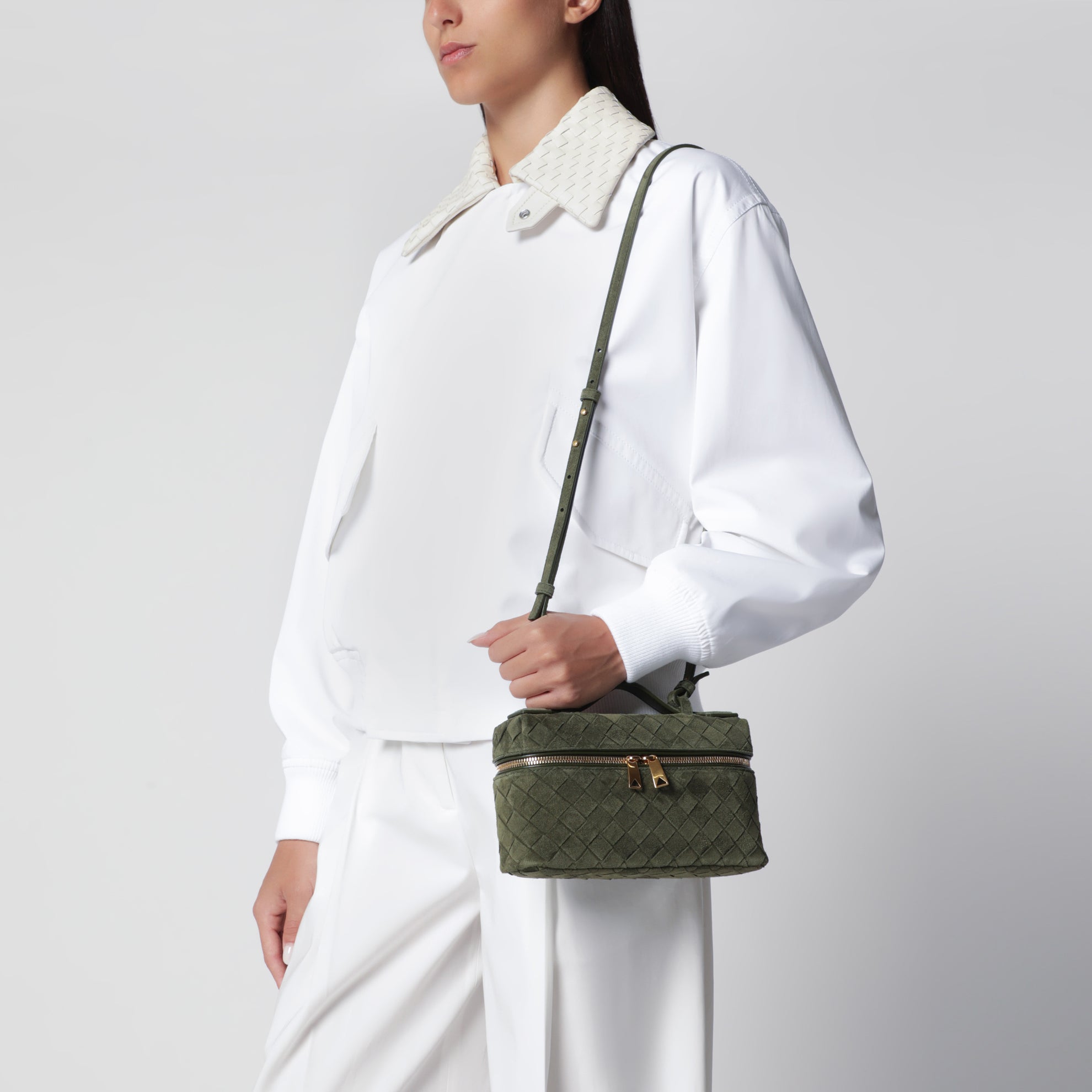 Vanity Case Bang Bang verde scuro in suede