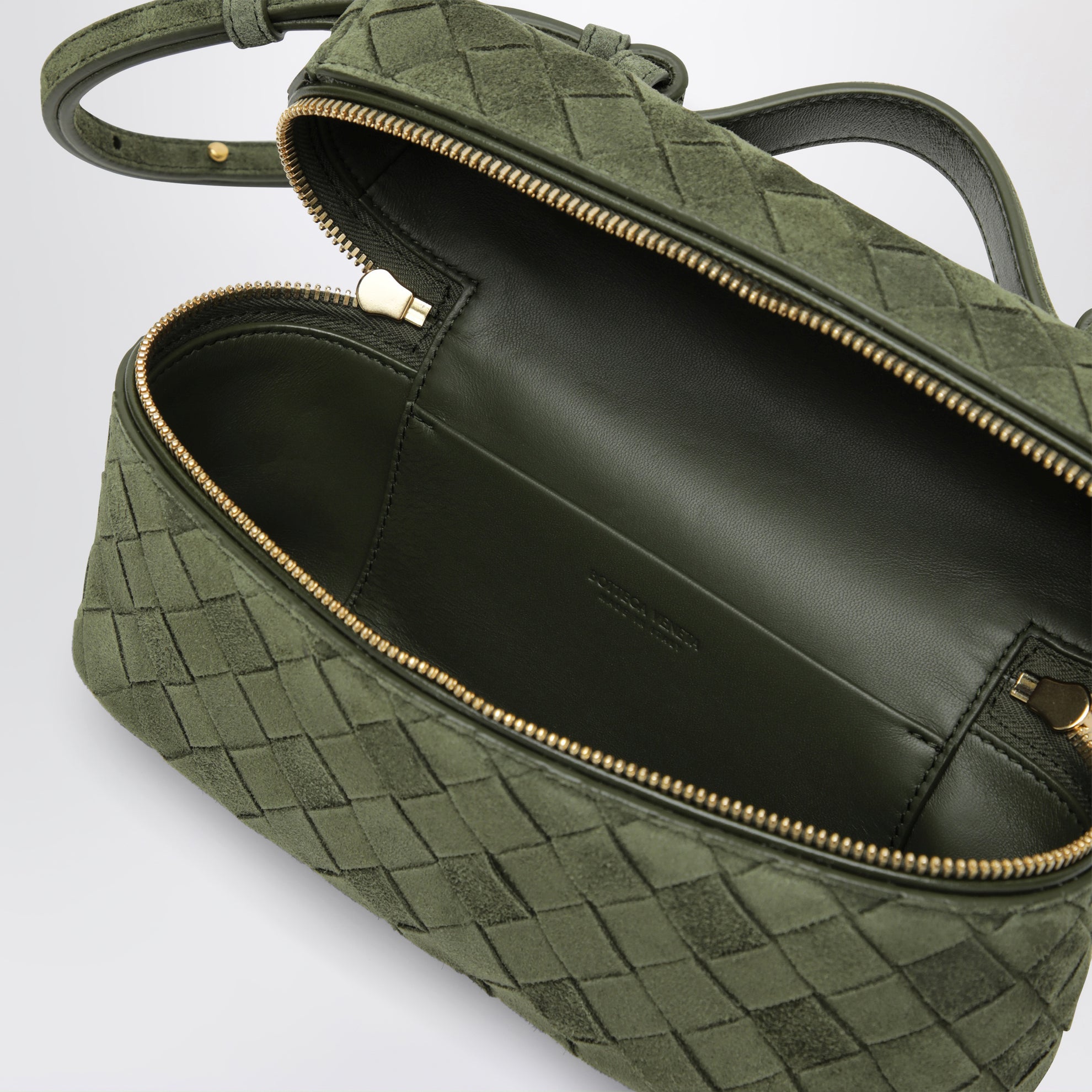 Vanity Case Bang Bang verde scuro in suede