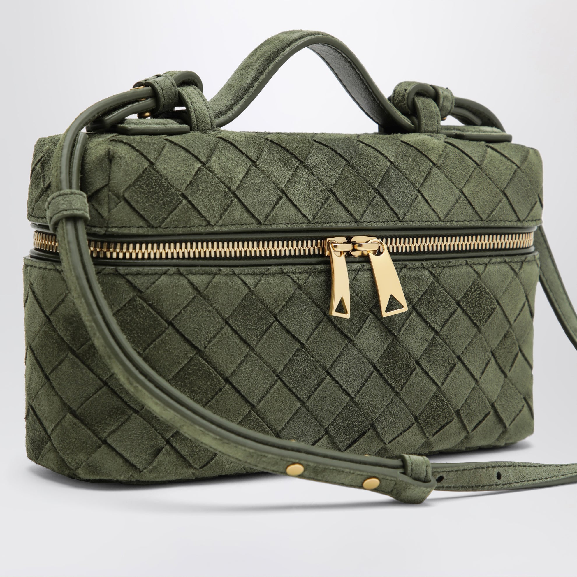 Vanity Case Bang Bang verde scuro in suede
