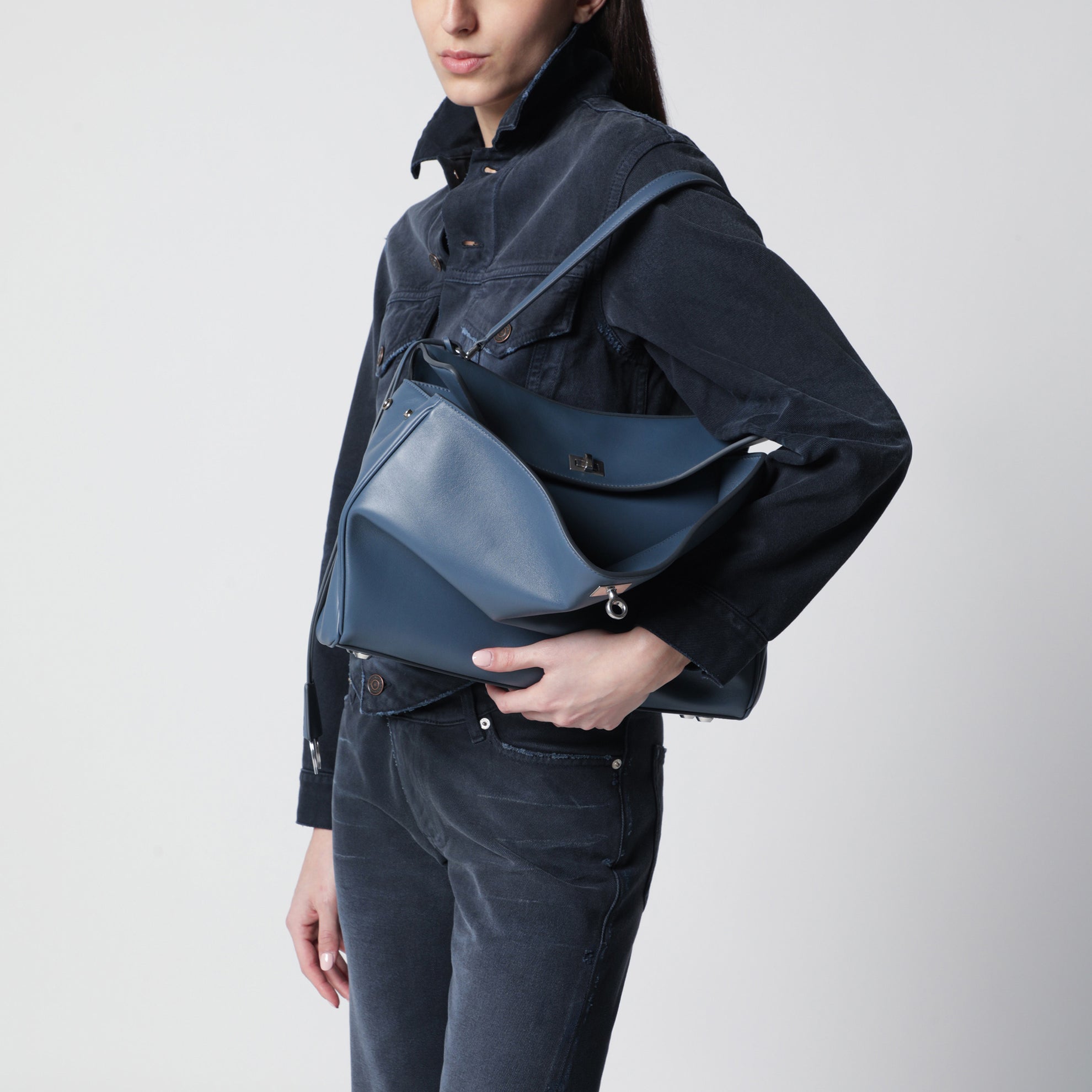 Rodeo medium light blue smooth calfskin bag