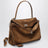 Borsa Rodeo media beige in pelle scamosciata