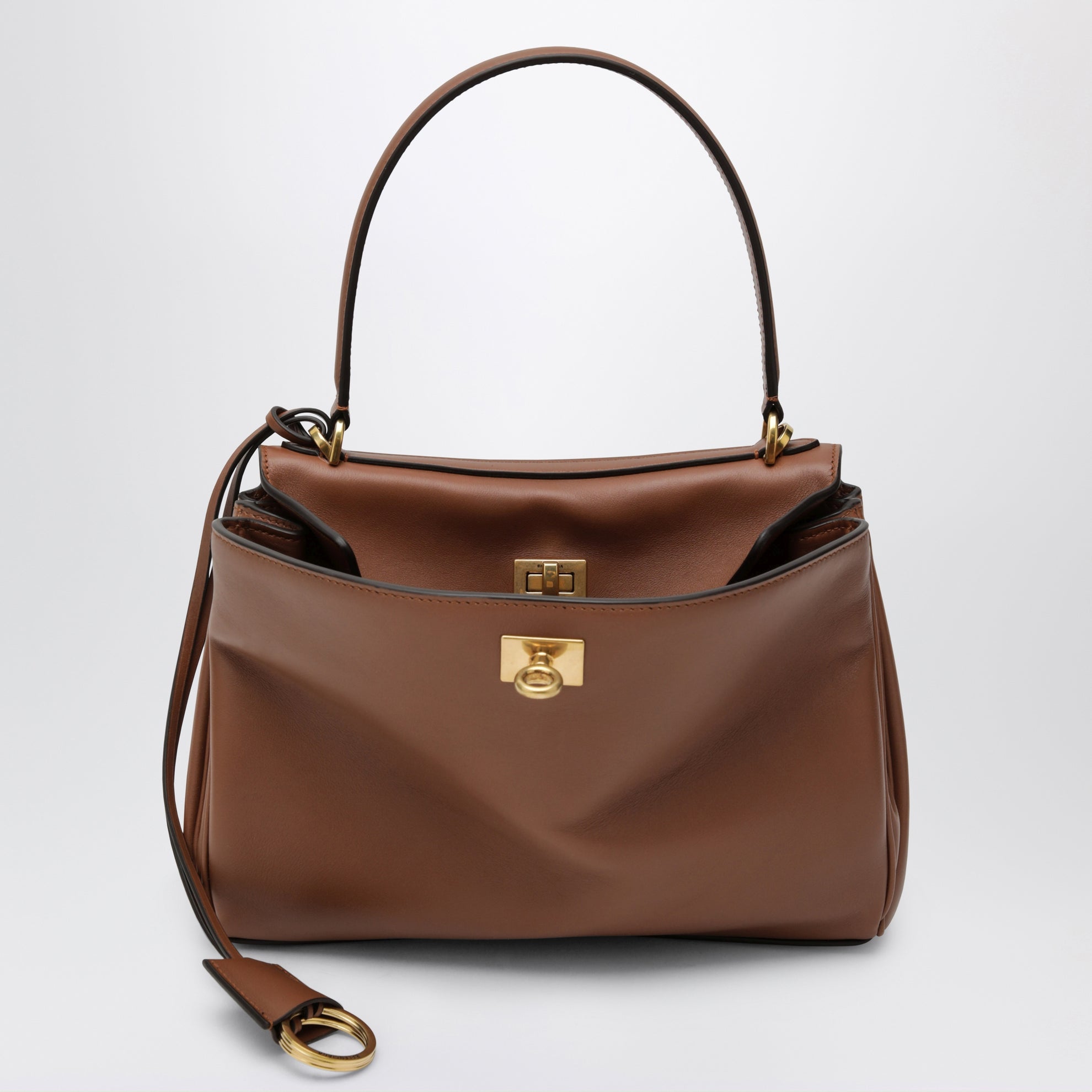 Smooth brown calfskin Small Rodeo bag