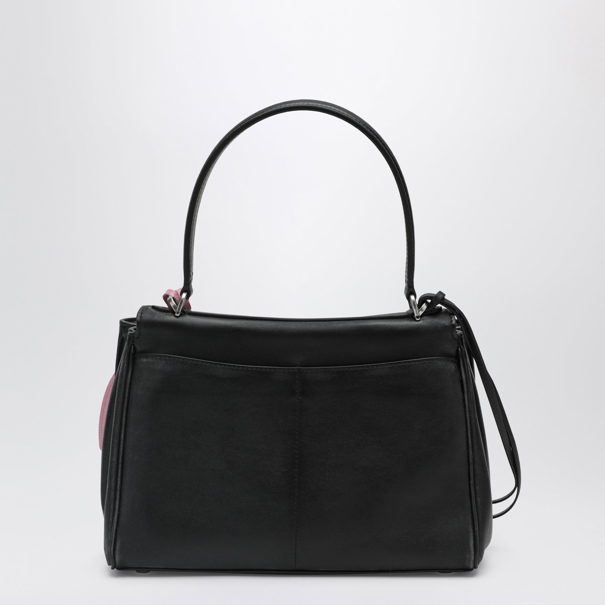 Small black Rodeo bag in smooth calf leather with charm