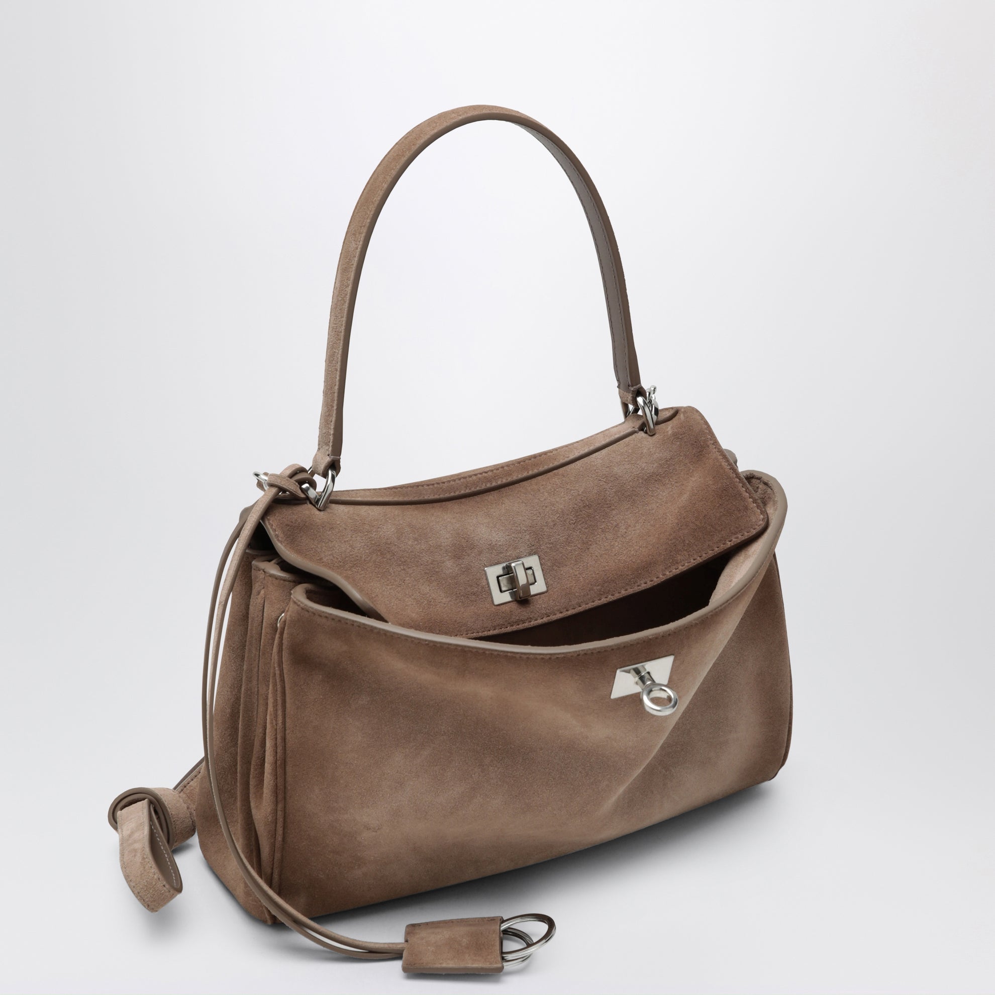 Petit sac Rodeo en cuir de veau suédé sésame