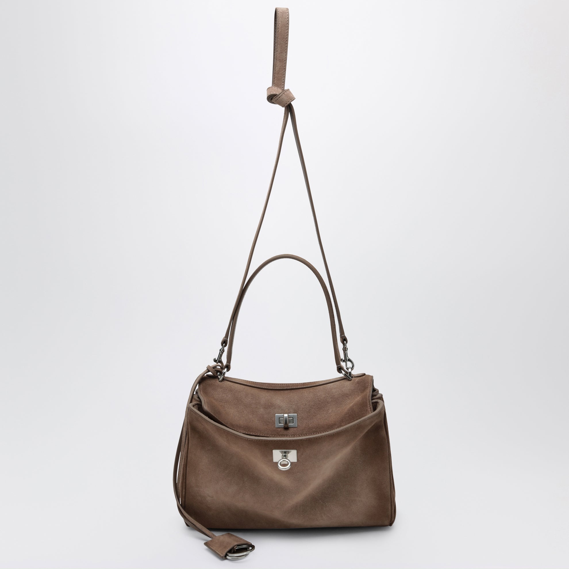 Petit sac Rodeo en cuir de veau suédé sésame