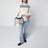 Small Rodeo handbag in linen and lambskin, natural/black