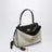 Small Rodeo handbag in linen and lambskin, natural/black