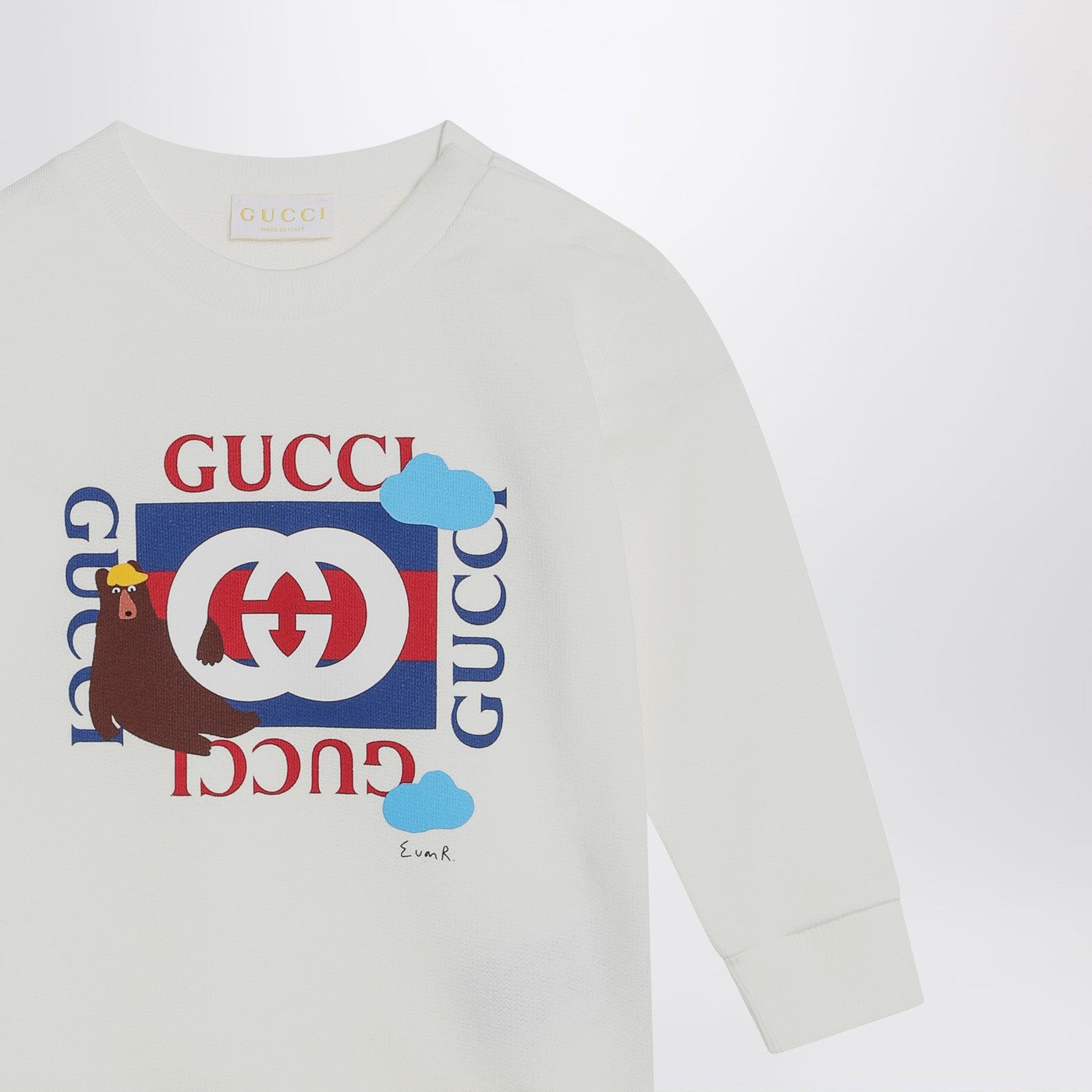 White sweatshirt with logo print