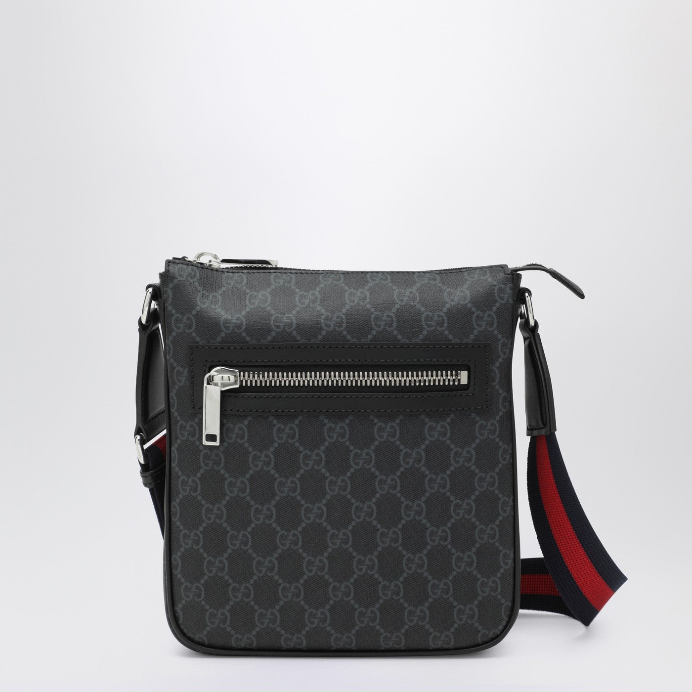 Kleine Umhängetasche aus GG-Stoff grau/schwarz