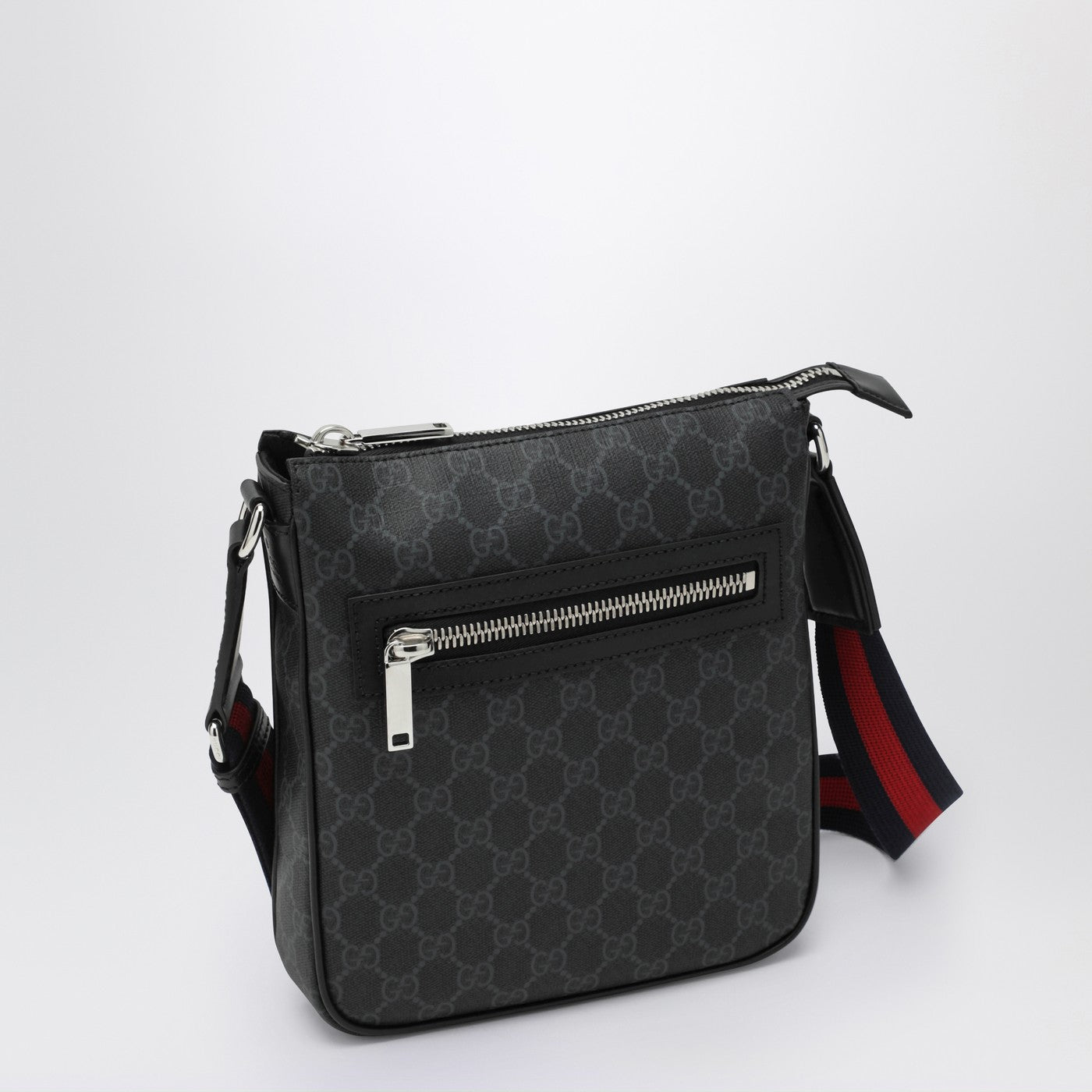Kleine Umhängetasche aus GG-Stoff grau/schwarz