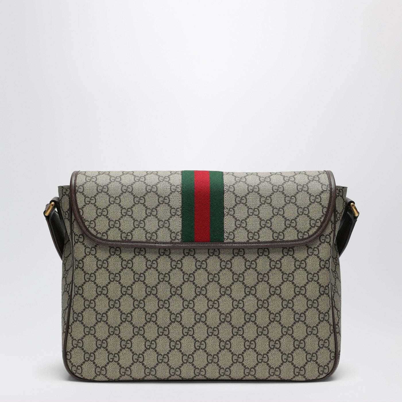 Umhängetasche mit Webdetail aus GG-Stoff beige/ebenholz