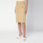 Beige cotton canvas midi skirt