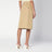 Beige cotton canvas midi skirt