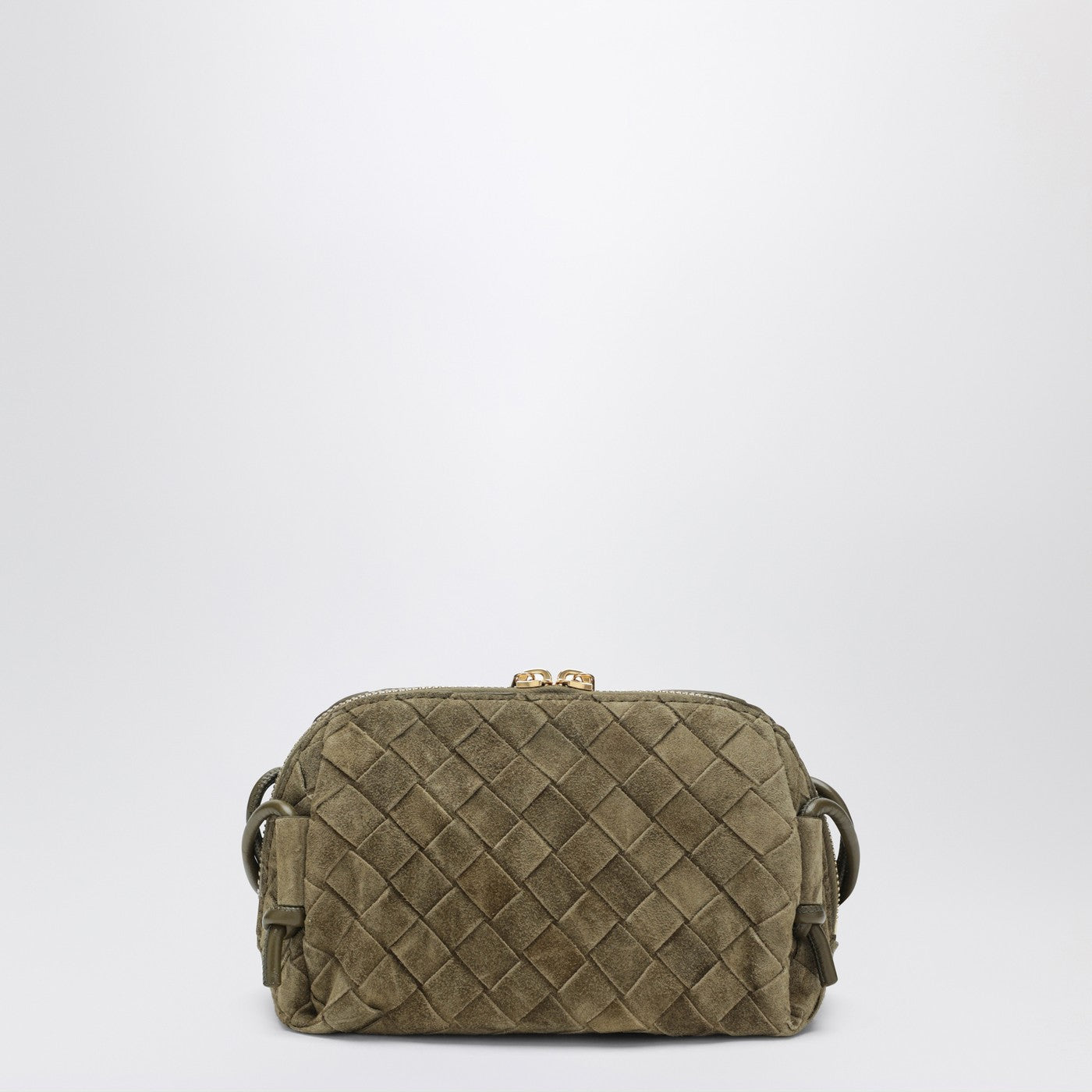 Pochette Concert color Mud in suede Intrecciato
