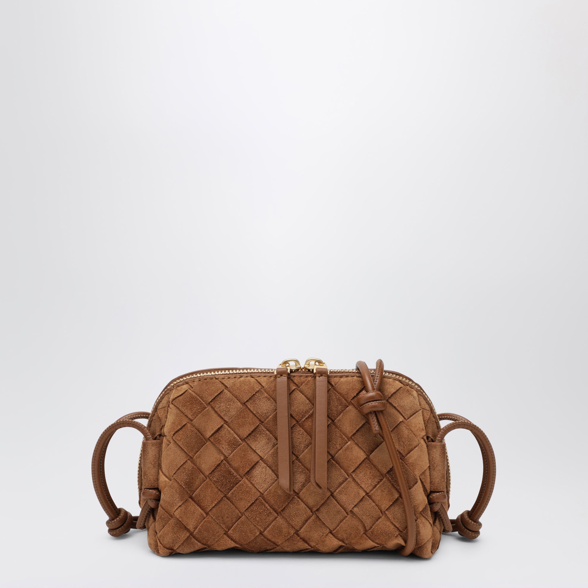 Pochette Concert tressée en cuir ambre