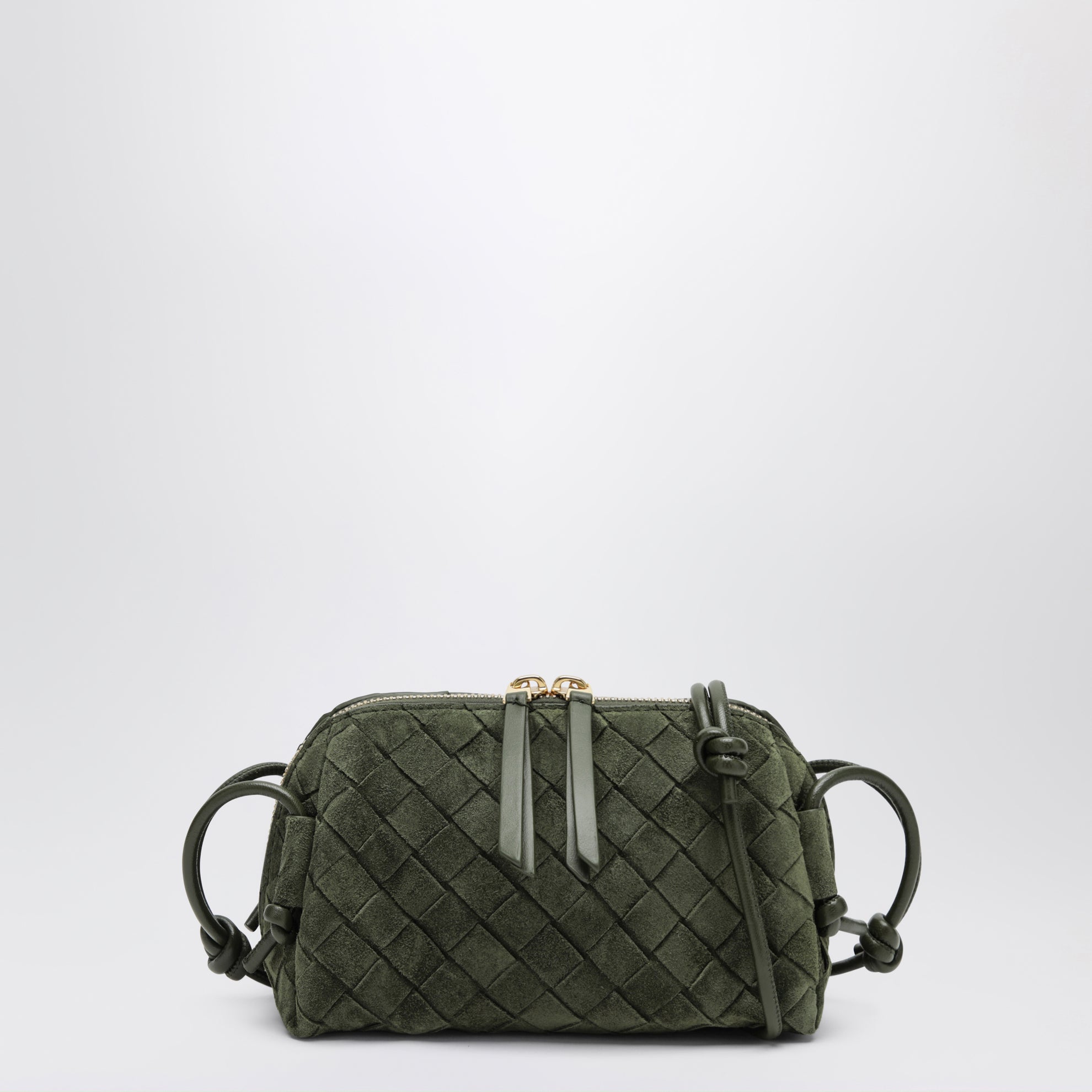 Concert woven leather pouch in green
