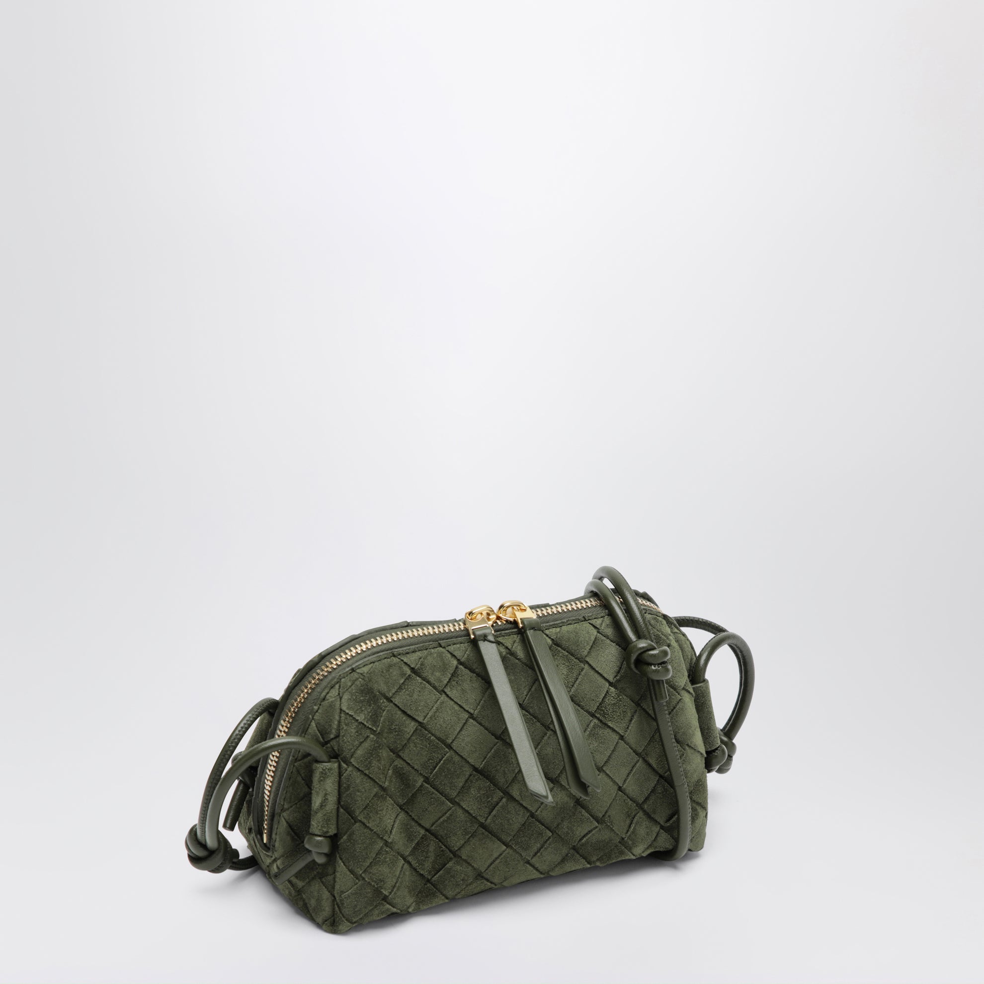 Concert woven leather pouch in green