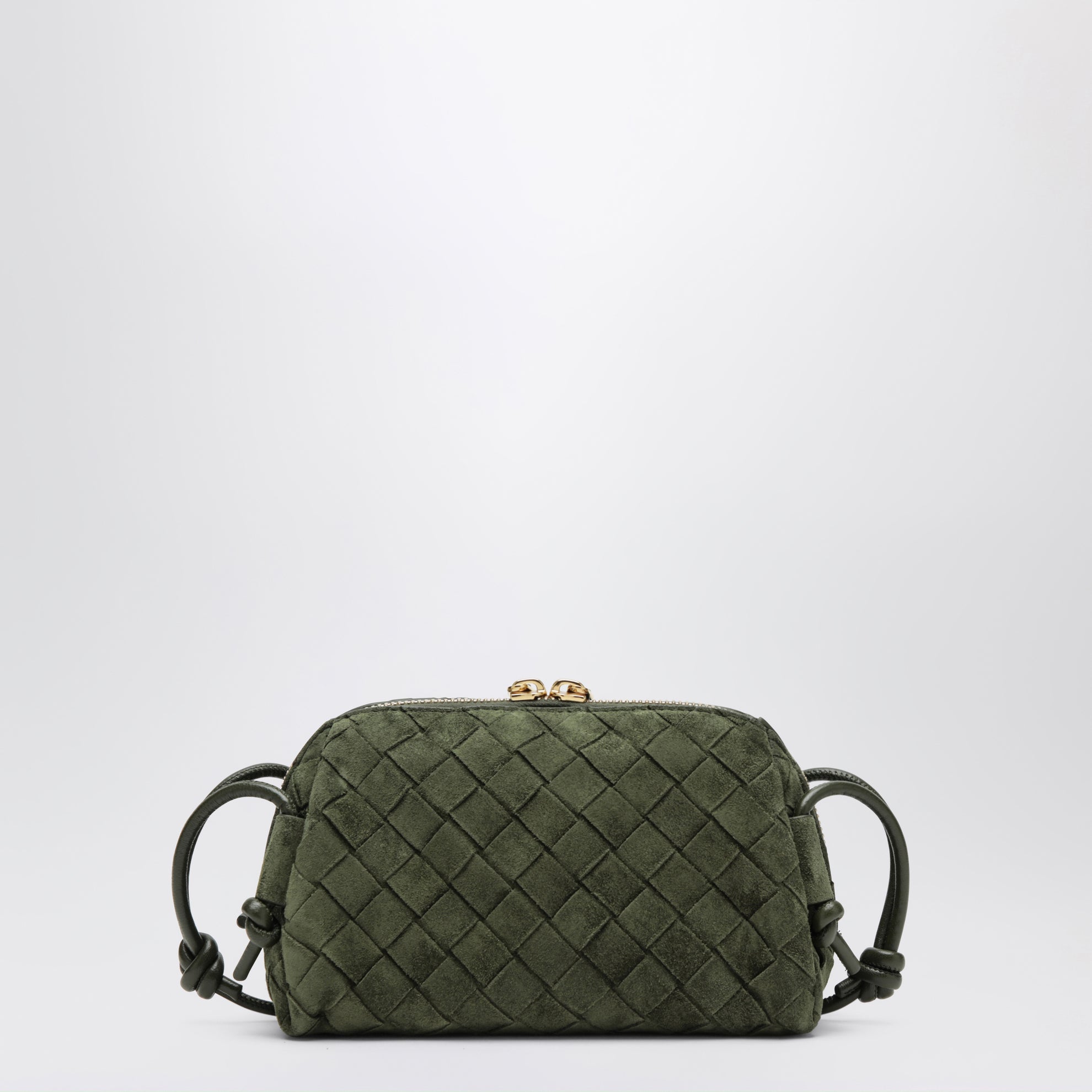 Concert woven leather pouch in green
