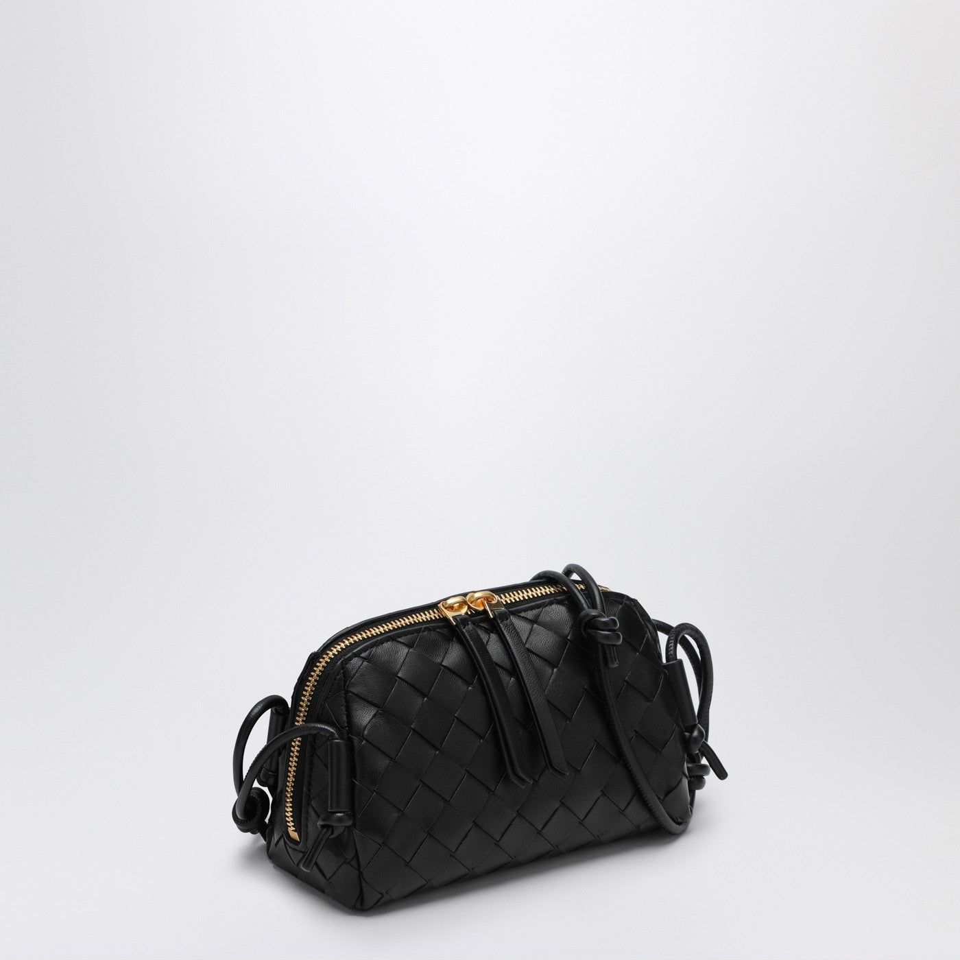 Dunkelbraune Pochette-Tasche Concert mit Flechtmuster