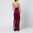 Long plum-colored velvet dress