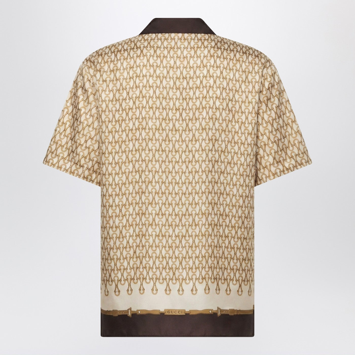 Bowling shirt in silk twill with print