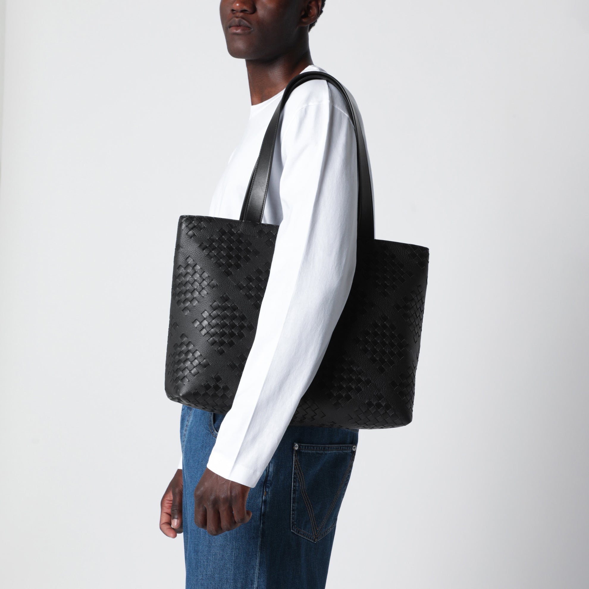 Black Intrecciato tote bag