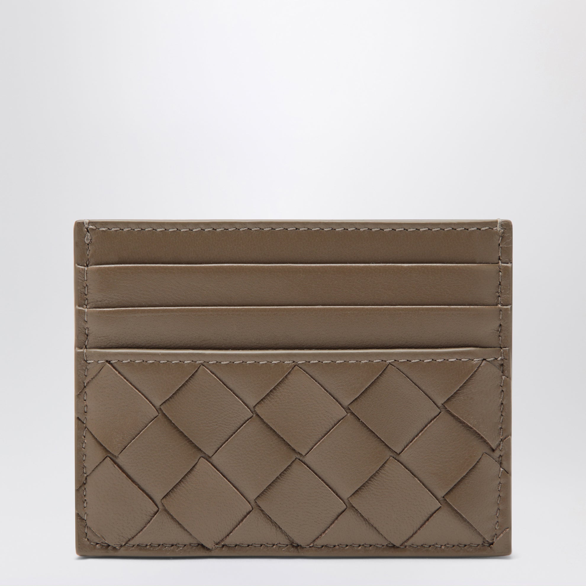 Beige Pinecone cardholder in Intrecciato leather