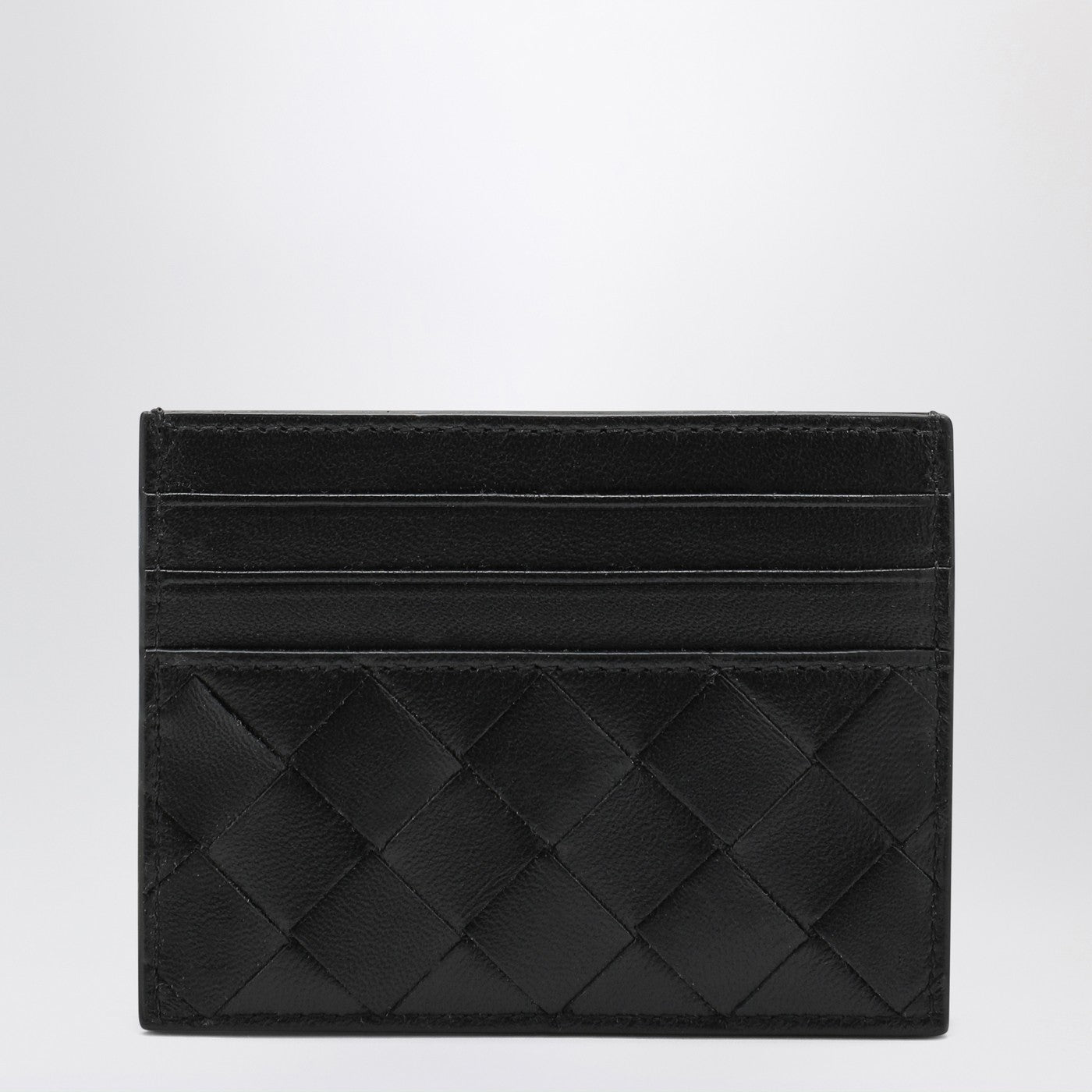 Black card holder in Intrecciato