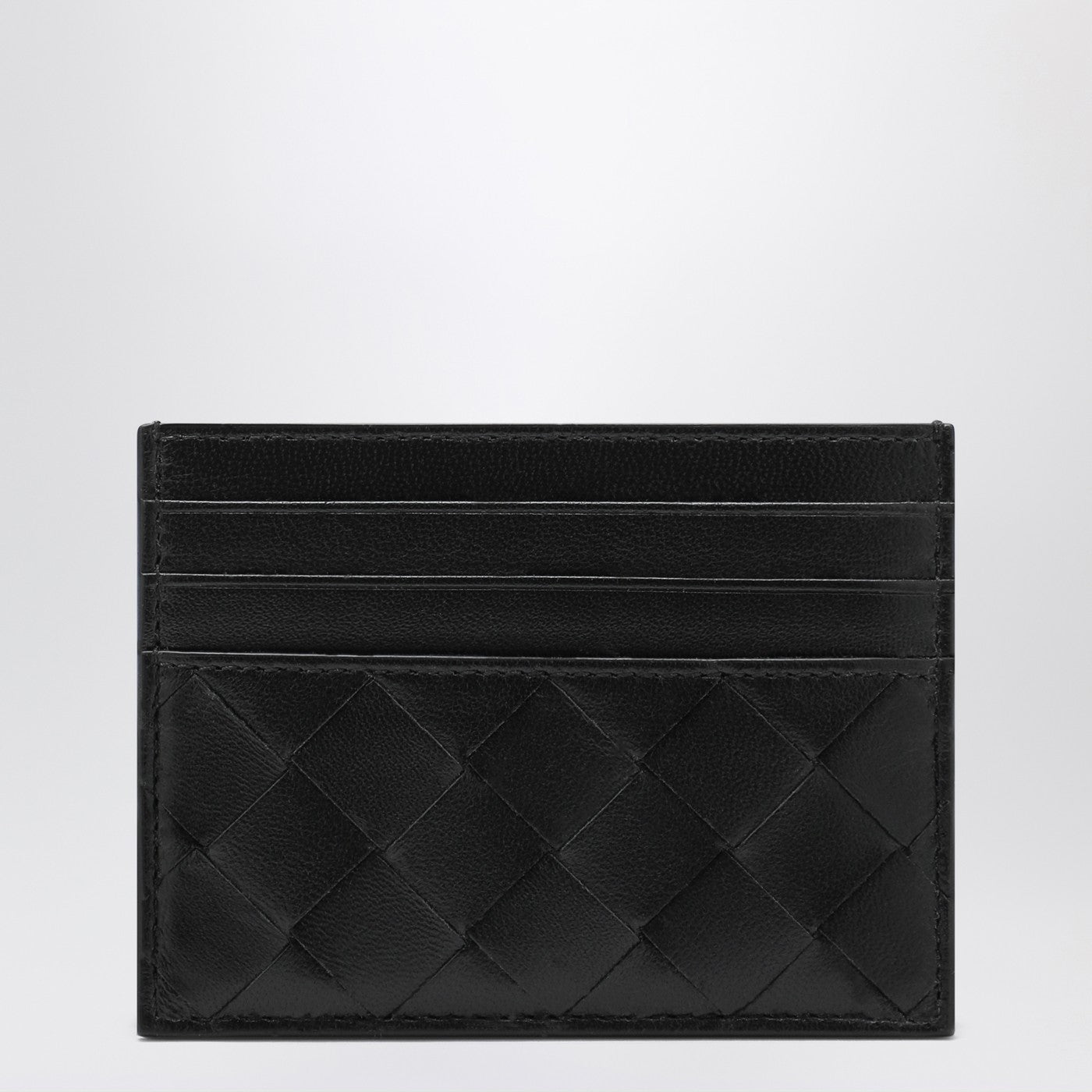 Black card holder in Intrecciato