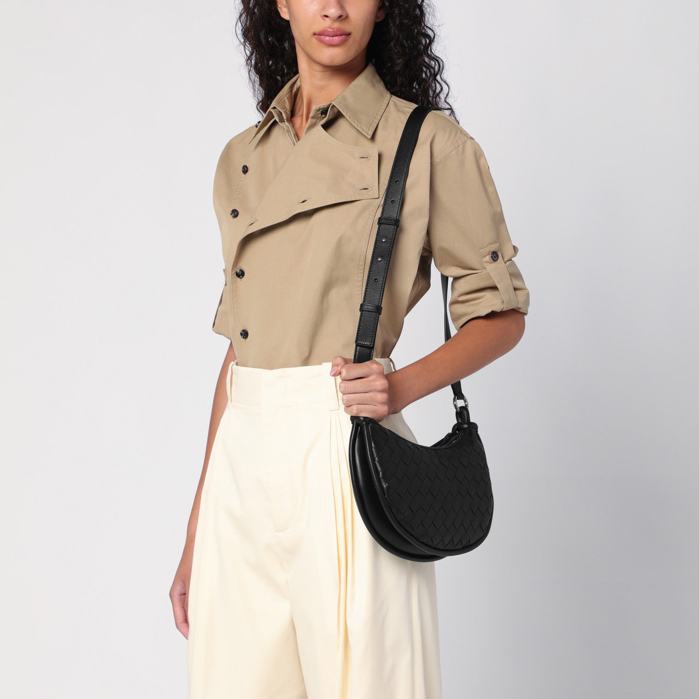 Bottega Veneta Black Gemini Messenger Bag | TheDoubleF
