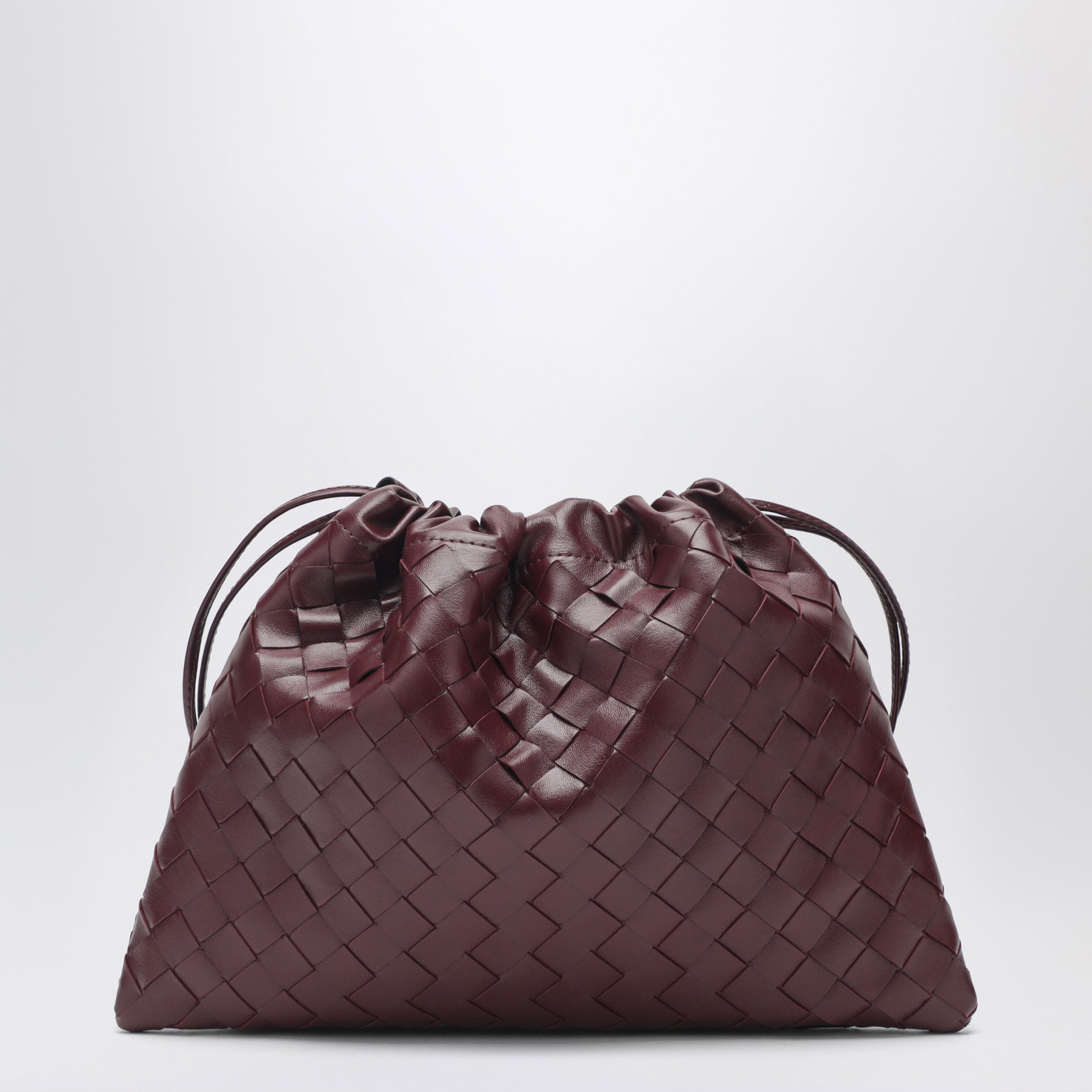 Dustbag moyen en cuir Intrecciato coloris Barolo