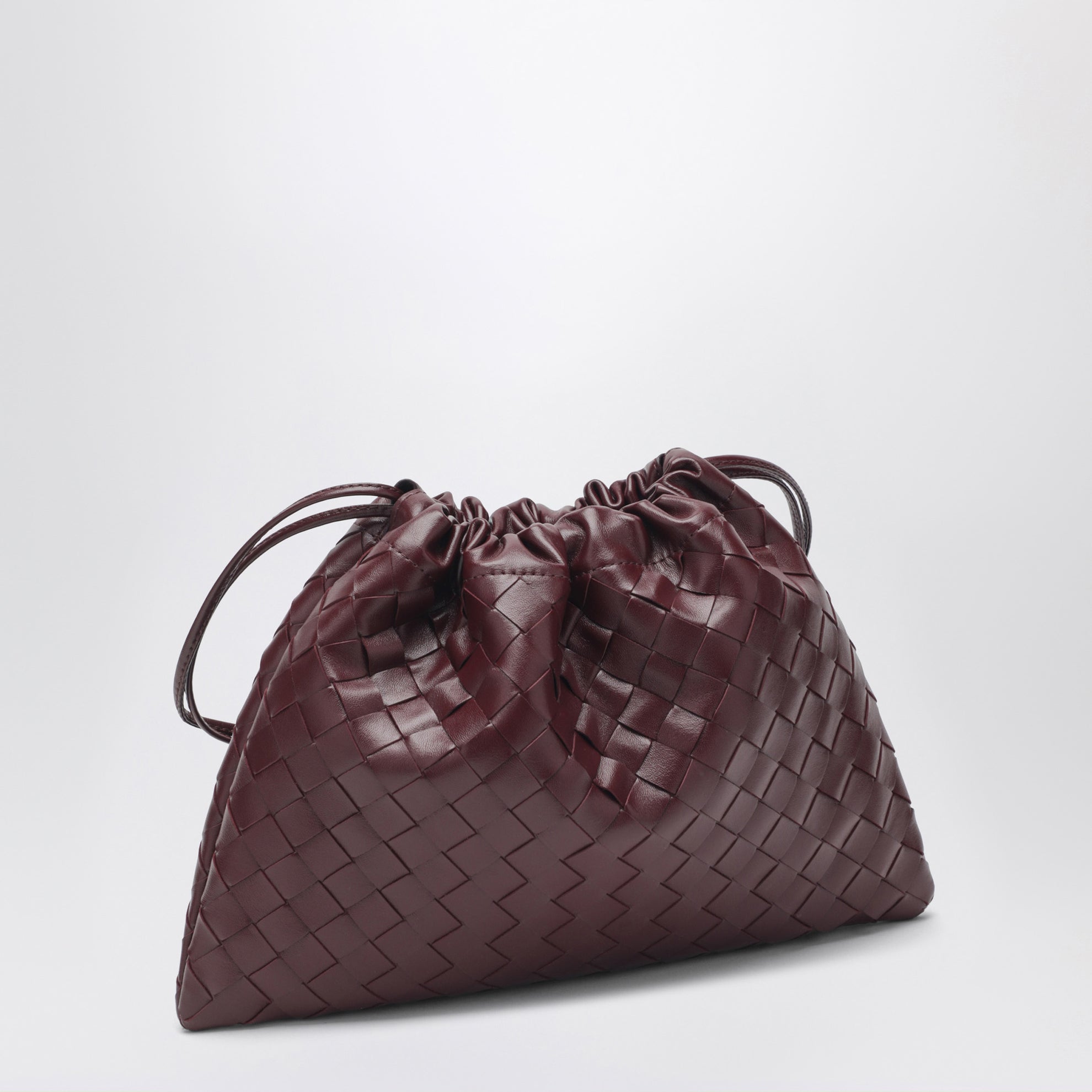 Dustbag moyen en cuir Intrecciato coloris Barolo