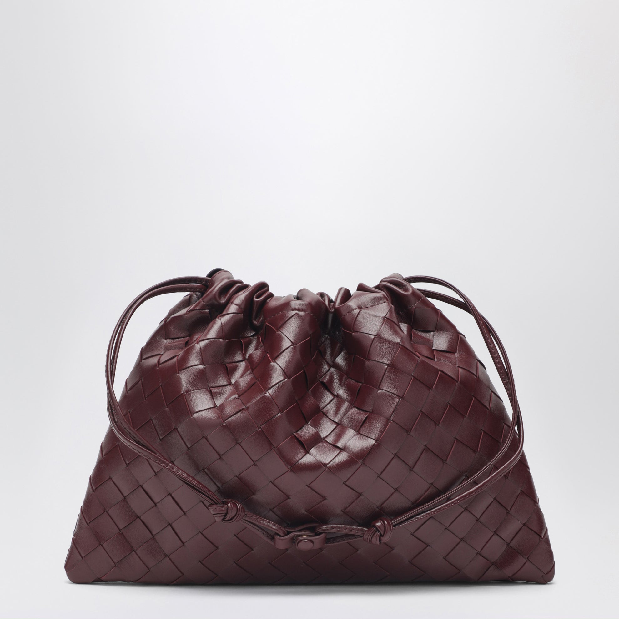 Dustbag moyen en cuir Intrecciato coloris Barolo