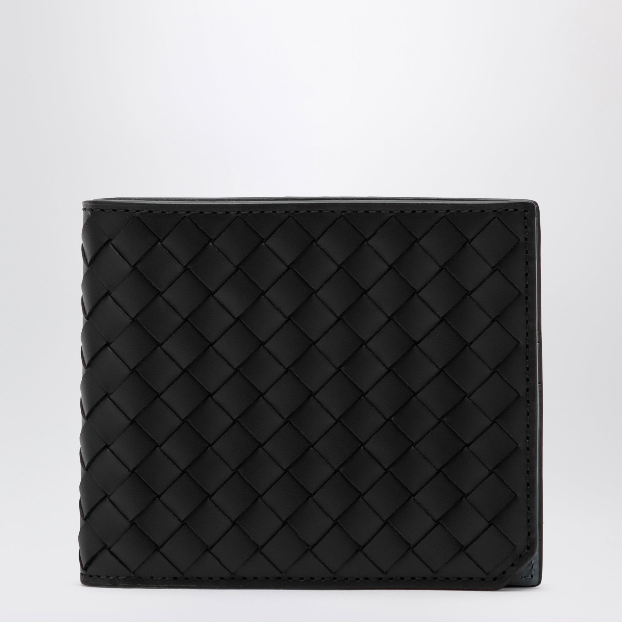 Schwarze Intrecciato Bifold-Geldbörse